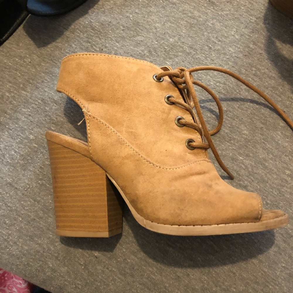 Suede tan heels - size 5.5